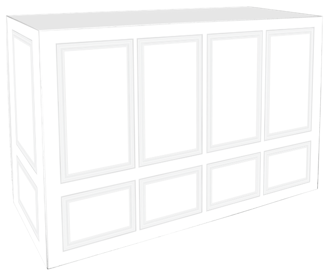 Art Series Service Bar Counter - Wainscott White - White Top - 60 x 180 x 110cm H